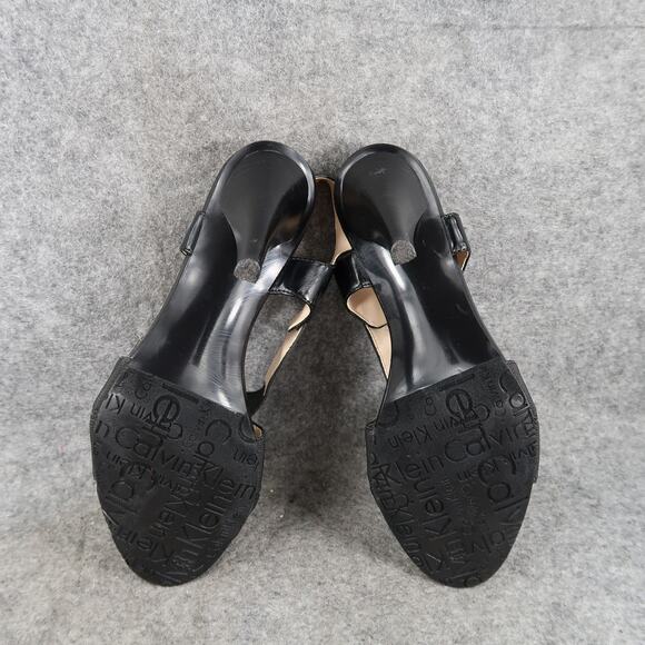 Calvin Klein Shoes Womens 7.5 Strappy Pump Heel Slingback Elastic Open Toe Black - Picture 10 of 13